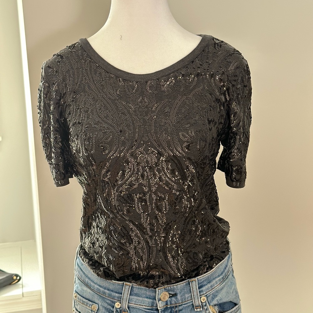 Tory Burch Stretchy Sequin T-Shirt
